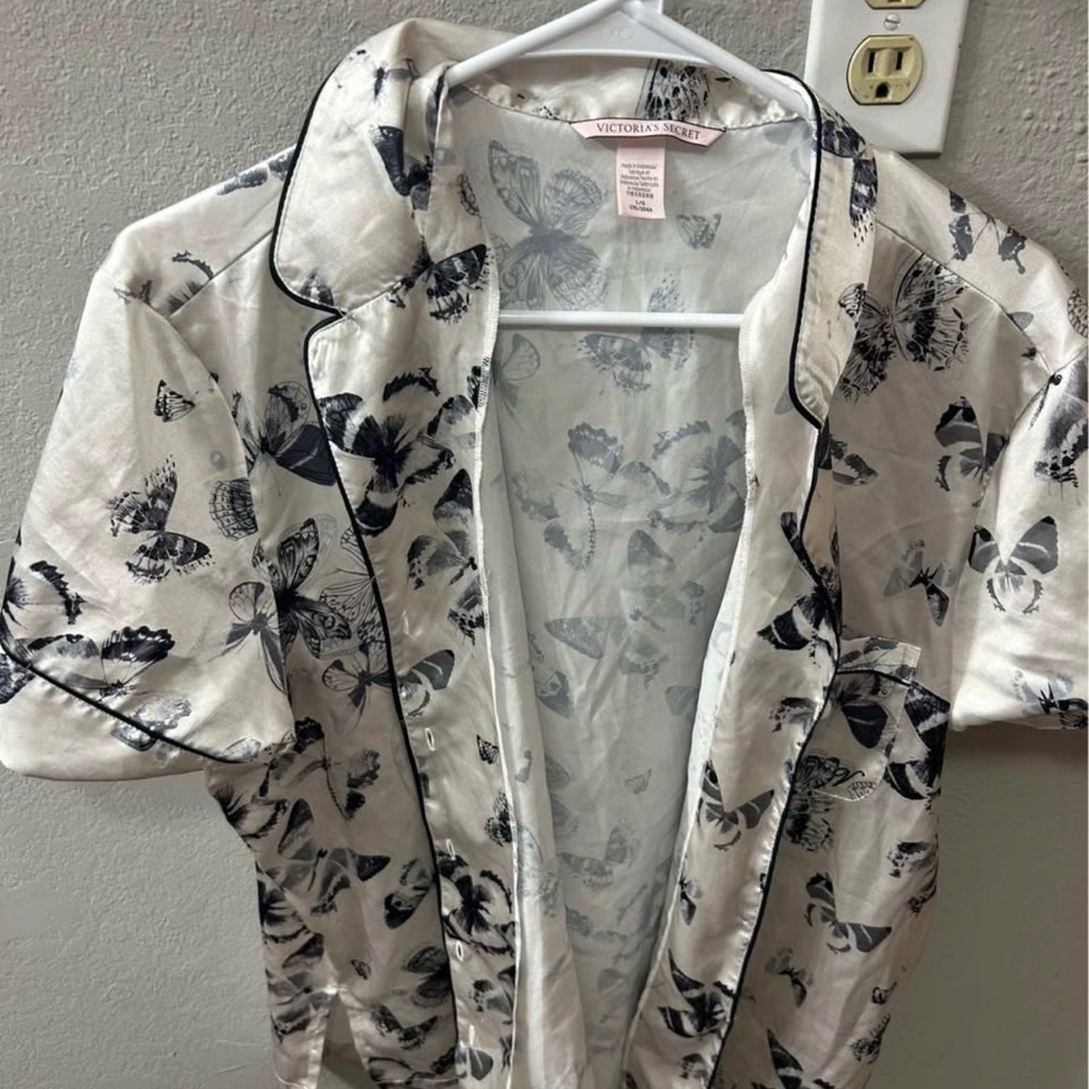 Victoria's Secret White and Black Butterfly pj set.